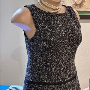 Adrienne Vittadini Black & White Tweed Sheath Dress